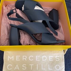 Mercedes Castillo Sculptural Heel Sandal - Mid to Darkish Tone Blue - Sz 41/11
